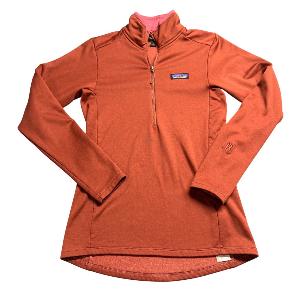 Patagonia R1 Daily Quarter-Zip Pullover Womens XS Rust Orange Fleece Midlayer